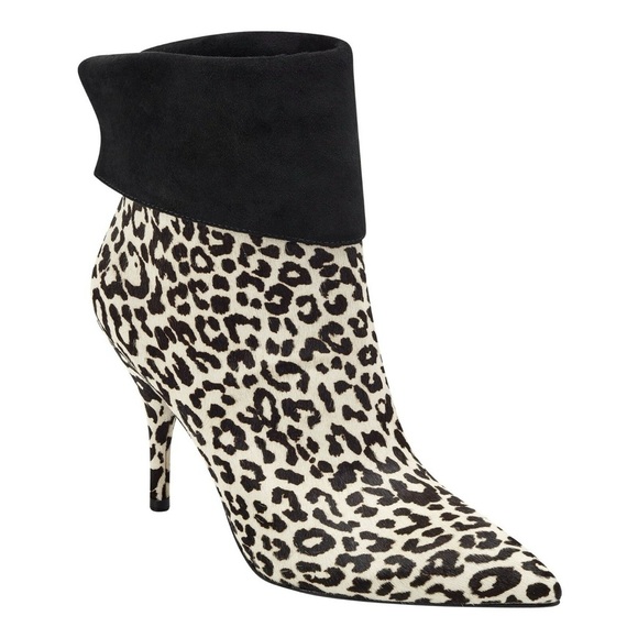 Marc Fisher Ltd. Fifily Snow Leopard Calf Hair Ankle Booties - Picture 1 of 11